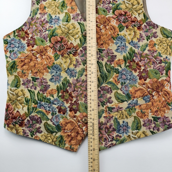 Vintage Tapestry Floral Vest Women M Tabi International Cottagecore - Picture 9 of 10
